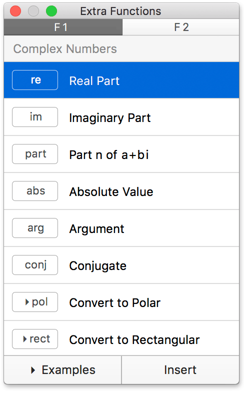 Complex Function List
