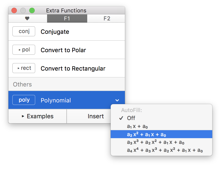 Extra Functions Polynomial Option