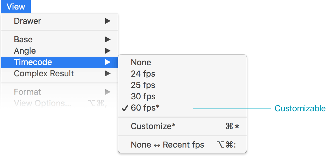 Timecode Menu - Custom fps